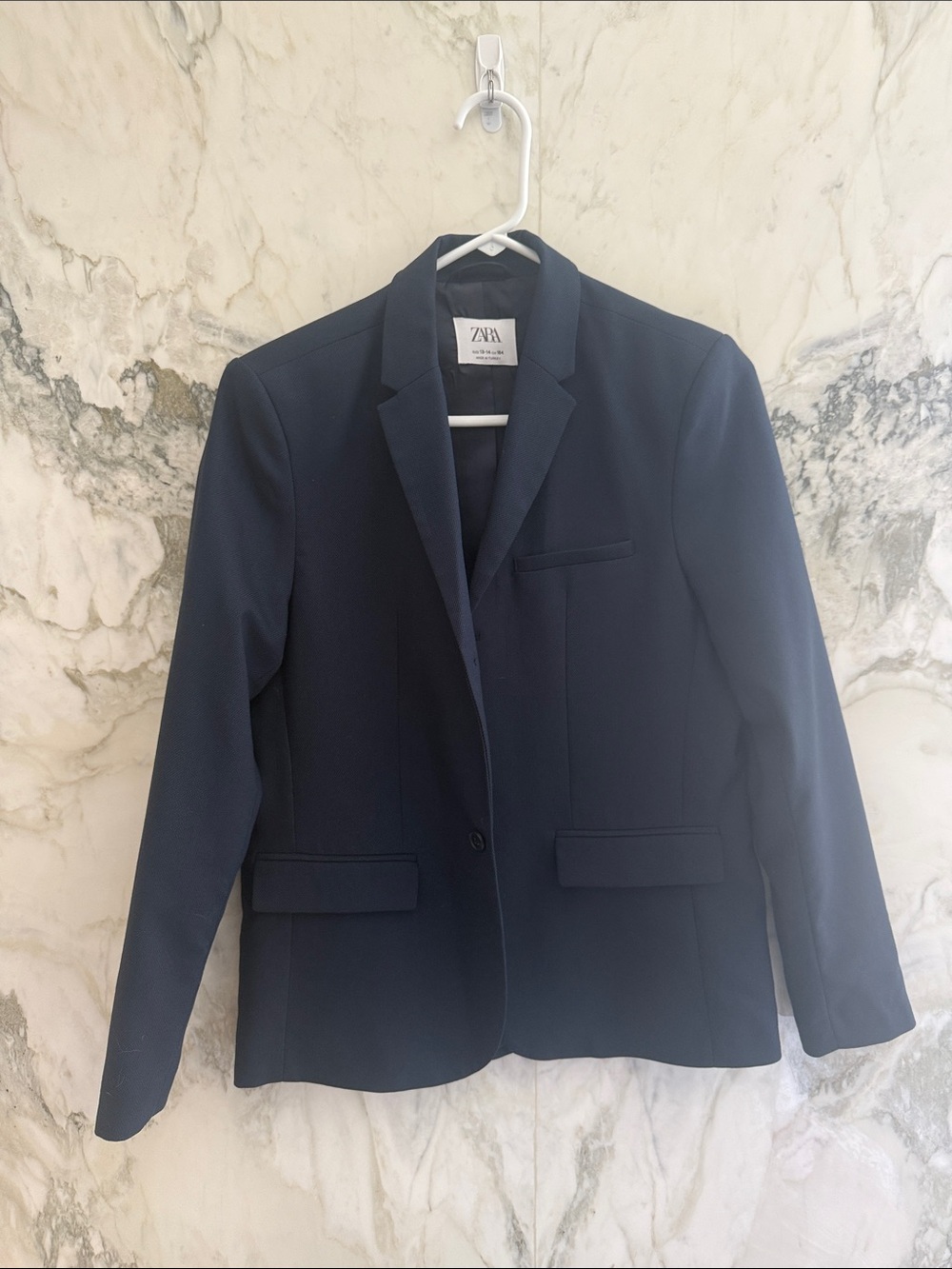 ZARA Navy Single-Button Kids Blazer